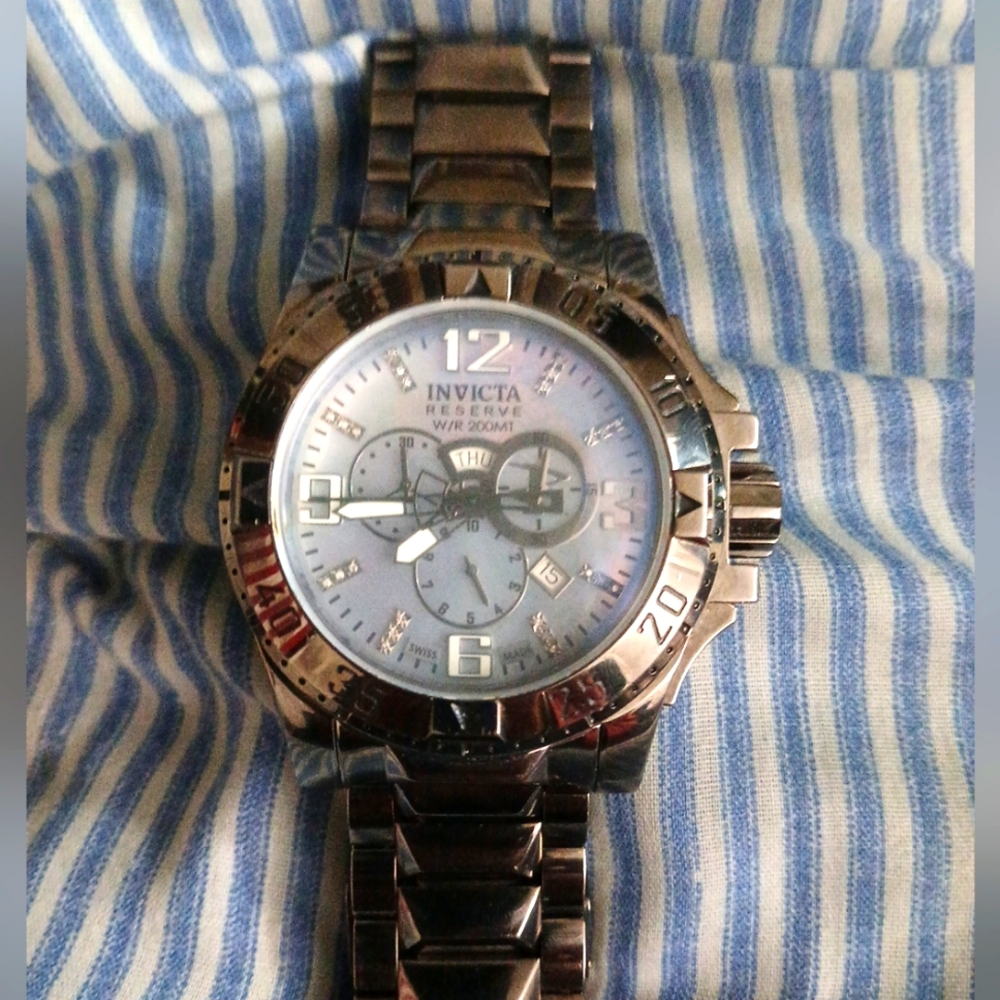 Invicta Excursion Titanium and Diamond 52mm Blue MOP Dial